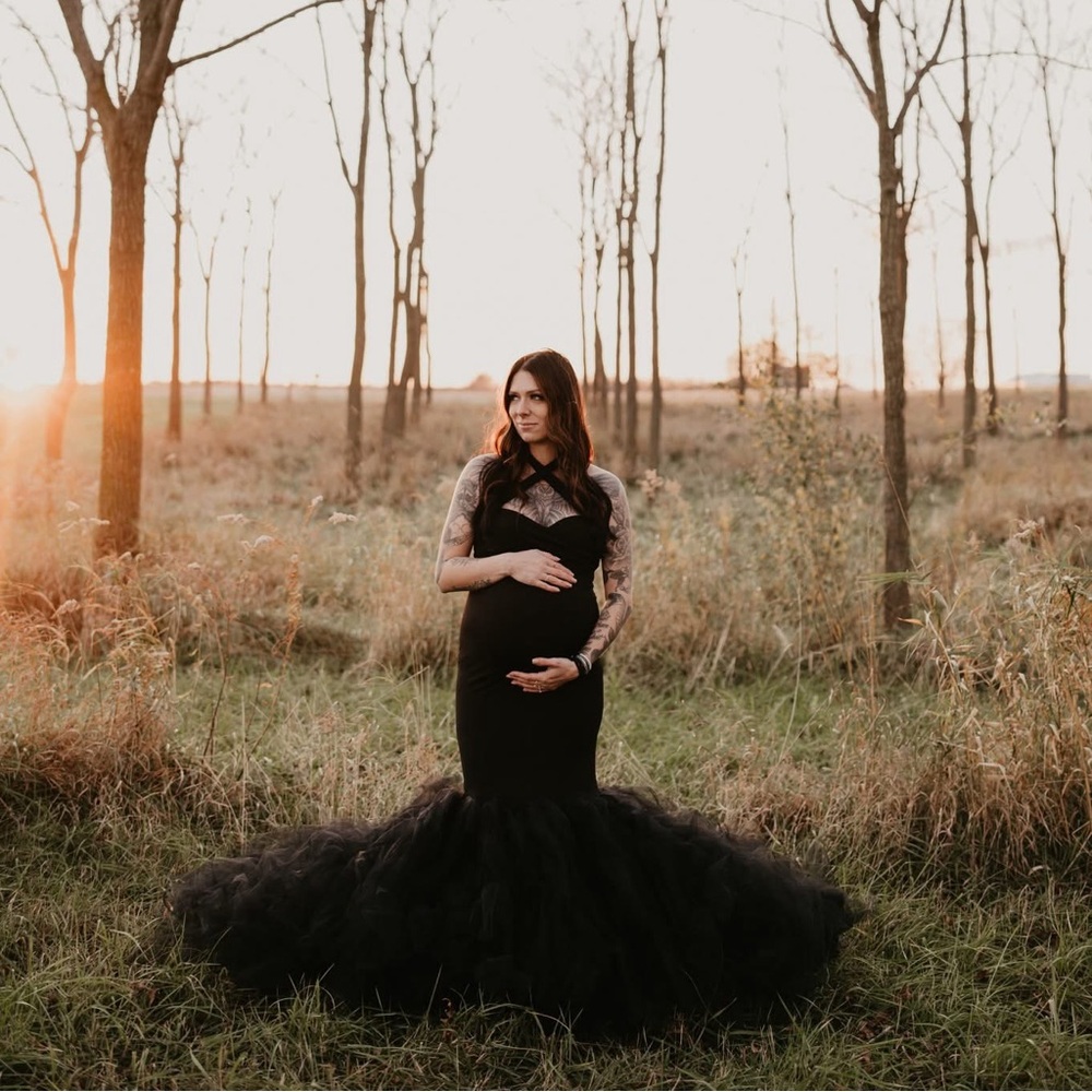Black Designer Maternity Gown